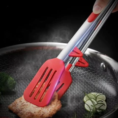9 polegadas vermelho com suporte clipe de comida de silicone na cozinha resistente a altas temperaturas anti escaldante clipe de churrasco