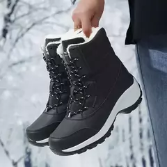 Botas de neve de plataforma antiderrapante para mulheres, Ankle Boots de pele quente, Cunhas impermeáveis, Botas altas para coxa, Sapatos de inverno na internet