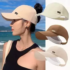 Chapéu dobrável de aba longa para mulheres chapéu de balde de praia ao ar livre viseiras de proteção UV chapéu de cavalo de pescador sol ajustável verão