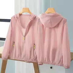 Casaco protetor solar com capuz feminino, roupa com protetor solar ao ar livre, à prova de ultravioleta, casaco fino respirável, curto corta-vento feminino, verão, novo, 2022 - loja online