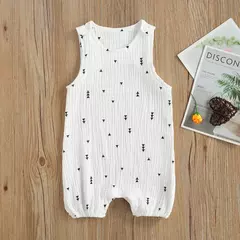 Bebê recém-nascido meninos meninas macacão macacões playsuits algodão linho musselina sem mangas da criança do bebê roupas de verão - Wolf Magazine