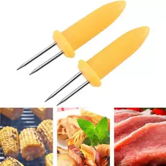 Garfo de milho para churrasco em aço inoxidável, Portadores de milho portáteis, Agulha de milho anti-escaldante, Espiga de milho, Ferramenta de churrasco duplo, 10pcs
