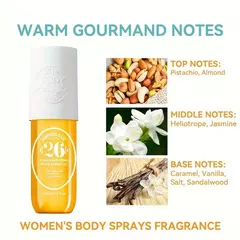 Spray Corporal SOL Gourmand para Mulheres, Perfume de Baunilha, Névoa Corporal e Cabelo, Fragrância, Inspirado em SOL, 3.0FL.OZ, 90ml