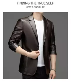 Outono novo casaco de couro masculino terno lapela negócios casual jaqueta de couro masculino na internet