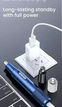 Aparador elétrico recarregável de cabelo para nariz, corte multicinético, recarregável, dois em um, unissex, totalmente automático, aparador lavável