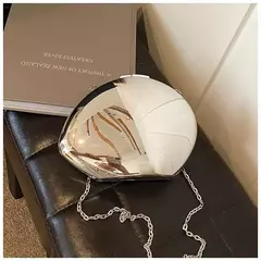 Saco de Embreagem Acrílico em Forma de Concha para Mulheres, Ouro, Prata, Metal Brilhante, Ombro, Bolsas Crossbody, Bolsa Pequena, Festa Noturna, Designer Bonito - comprar online