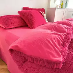 Imagem do Conjunto de cama luxuoso preto macio, capa de edredão Shaggy, 2 fronhas, zíper, veludo macio, 3pcs