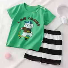 Terno de algodão bebê para meninas e meninos, dois conjuntos de roupas, roupas recém-nascidas, 1 ano, 2 anos, 3 anos - loja online