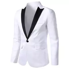Blazer de manga comprida masculino, jaqueta formal, botão único, cor de contraste, casacos masculinos - comprar online