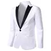 Blazer de manga comprida masculino, jaqueta formal, botão único, cor de contraste, casacos masculinos