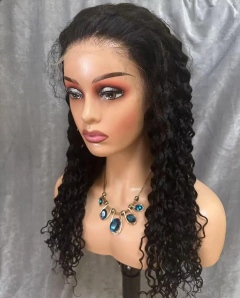 Afro kinky peruca natural preto perucas de renda sintética onda água hd perucas dianteiras do laço profundo encaracolado perucas baratas para mulher alta qualidade - comprar online