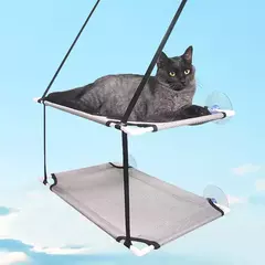 Rede para gatos, janela, cama, gatinho, assento ensolarado, montagem suspensa, sofá para gatos, túneis de dois andares, ventosa, parede, suspensão para animais de estimação
