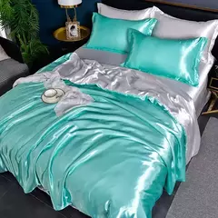 Conjunto de cama sedoso puro cetim, edredão de luxo, lençóis e fronha, cama queen e king size, cama de solteiro e casal - Wolf Magazine