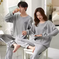Conjunto pijama coreano de algodão masculino e feminino, pijama casual loungewear, roupa de casa outono - loja online