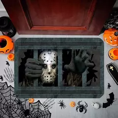 Imagem do Halloween Dança Esqueletos Porta Mat, Non-Slip Welcome Entrance Tapetes, Spider Skull Tapete, Cozinha Quarto Sala Decoração