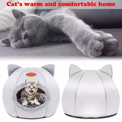 Mais alta qualidade conforto casa para animais de estimação tenda inverno deluxe semi-fechado sono profundo cama de gato casa para animais de estimação tenda pequena esteira cesta pequeno cão - comprar online