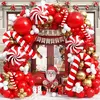 Decorações balões de natal guirlanda arco vermelho metálico ouro com homem de gengibre estrelas balão foil para decoração de festa de natal
