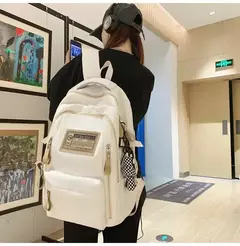 Mochila de pano Oxford de grande capacidade para meninos e meninas, mochila leve, bolsa de estudante retrô, europeia e americana, escola secundária - Wolf Magazine