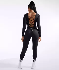 Macacões de uma peça femininos de manga comprida macacão esportivo roupas de ginástica alta elástica ciclismo musculação bodysuit feminino - comprar online
