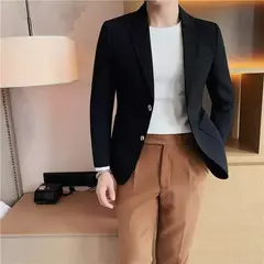 Ternos e blazers brancos masculinos, roupas estilo coreano, casacos com seios simples, jaquetas, jaqueta de waffle masculina, roupas