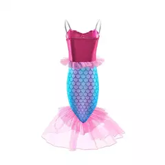 Imagem do Meninas roxo-azul sereia ariel cosplay vestido de halloween vestido de festa de aniversário meninas praia vestido de férias