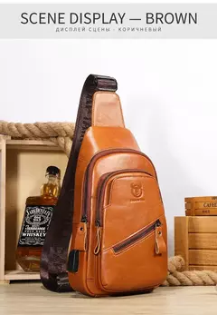 BULLCAPTAIN-Bolsa de Peito de Couro Masculina, Grande Capacidade, Bolsa Mensageiro Casual, Classic, XB 127, Latest, 2023