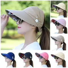 Chapéu de sol dobrável de aba larga feminino, viseira de praia anti-UV, chapéu casual feminino, moda férias de verão - Wolf Magazine