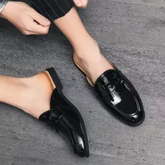 Nova Chegada All-match Muller Sapatos Homens Moda De Couro Metade Chinelo Homens Verão Mocassins Flats Chinelos para Sapatos Dos Homens Ao Ar Livre - comprar online
