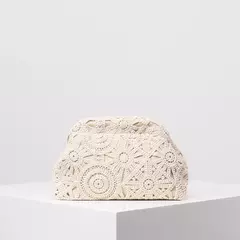 Saco de palha com padrão oco, simples e casual saco estilo boêmio com clipe, para férias, saco de praia (padrão aleatório) - comprar online