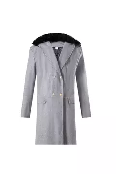 Casaco Casual de Lã dos homens europeus e americanos, outono e inverno, sobretudo de gola de pele trespassado dos homens jovens, S-5XL - Wolf Magazine