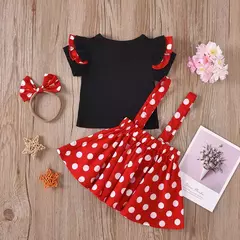 Cartoon Polka Dot Vestido de noite com arco para bebê, roupas para crianças, festa de aniversário, Princess Toddler, crianças, 0 a 3 anos, 2 peças por conjunto - Wolf Magazine