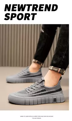 Imagem do Tênis de malha respirável masculino, leve, confortável, meias antiderrapantes, sapatos esportivos e de lazer, tendência, verão