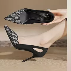 Sandálias bordadas para mulher, Salto Alto, Ria, Apontada, Casual, Verão, Novo, Luxo, Moda na internet