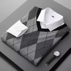 Suéter de malha sem mangas masculino, colete jacquard casual para negócios, plus size 6XL 7XL 8XL, primavera e outono 2022 - Wolf Magazine