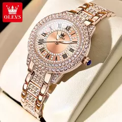 Imagem do OLEVS Relógios das Mulheres Moda Original Quartzo Relógio De Pulso para Senhoras Roman Dial Deslumbrante Diamante Impermeável Luminoso Luxo Novo