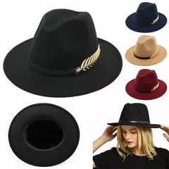 Grande feltro Trilby Fedora para mulheres, chapéu de aba larga para senhoras, boné jazz, gangster vintage