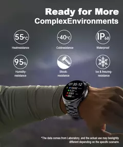 LEMFO Y13 relógios inteligentes 2024 1, 6 polegada relógio masculino prova dágua Bússola NFC GPS Monitoramento de Saúde Assistente de Voz Temperatura relógio esportivo - comprar online