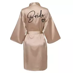 Kimono cetim pijama com letras pretas, dama de honra roupão, Wedding Party Team Bride Robe, SP003 na internet