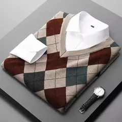 Suéter de malha sem mangas masculino, colete jacquard casual para negócios, plus size 6XL 7XL 8XL, primavera e outono 2022 - Wolf Magazine