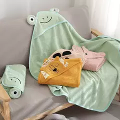 Toalha de banho de algodão infantil Robe de bebê Hoodies de desenhos animados Manto para meninos e meninas Cobertor de banho absorvente Cobertor de banho infantil - Wolf Magazine