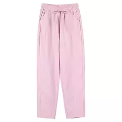 Calça de harém de linho de algodão feminina, elástico na cintura, cores doces, casual, primavera, verão, 2024 - loja online