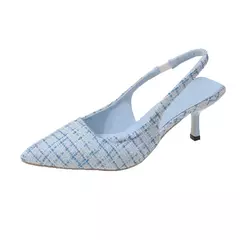 Sandálias de salto alto com sal marinho para mulheres, sapatos únicos com meia-cabeçada traseira oca, moda casual versátil