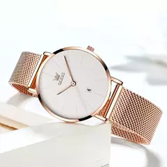OLEVS-Relógio de quartzo impermeável de aço inoxidável feminino, original, simples, elegante, luxo, moda na internet
