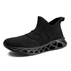 YRZL-tênis de meia preta masculina, tênis de malha casual, respirável, sola grossa, leve, plataforma, corrida, moda verão, tamanho 47