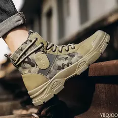 Botas masculinas casuais ao ar livre botas de deserto outono moda camuflagem rendas sapatos de plataforma homem botas masculinas zapatos hombre - comprar online