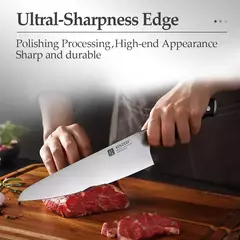XINZUO-Stainless Steel Kitchen Knives Set, Bloco de Alto Carbono, Ebony Handle, Cutelo, Peixe, Legumes Slicing Knife, 7Pcs - loja online