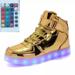 USB LED Shoes com controle remoto para crianças e adultos, tênis luminosos com luzes, tênis para crianças, meninos e meninas, tamanho 25-42 - comprar online