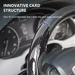 Imagem do Seametal 2/3 pçs capa de volante do carro de fibra de carbono anti-deslizamento protetor de volante capa 38cm universal capa de proteção do carro