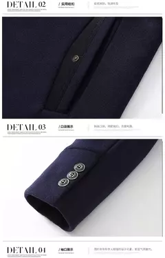 Casaco de lã quente grosso masculino, casacos casuais inteligentes, gola alta, cachecol destacável, moda Exterior, outono, inverno