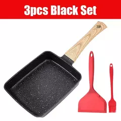 Antiaderente Tamagoyaki Pan, Omelete Japonesa Egg Pan, Pan retangular do rolo de ovo, alça anti escaldante destacável para todo o fogão